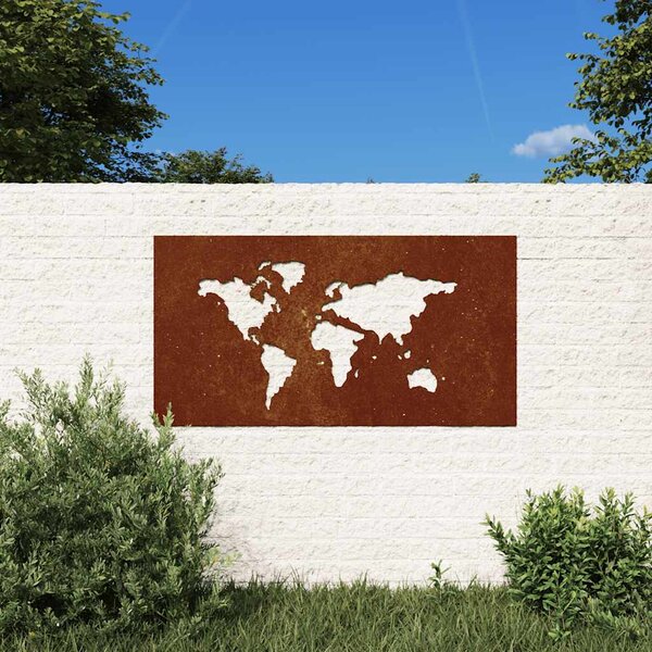 Ogrodowa dekoracja ścienna, 105x55 cm, stal kortenowska, mapa
