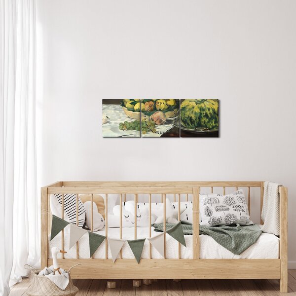 Obraz - Edouard Manet, Still Life with Melon and Peaches, reprodukcje (z zegarem) (90x30 cm)