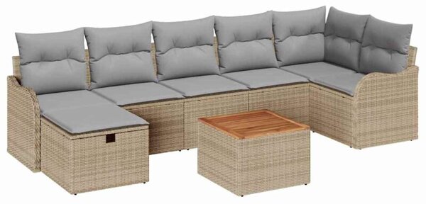 Zestaw Mebli Ogrodowych Komplet Wypoczynkowy Z Poduszkami 8-Częściowy Beżowy Rattan Na Taras Balkon Ogród