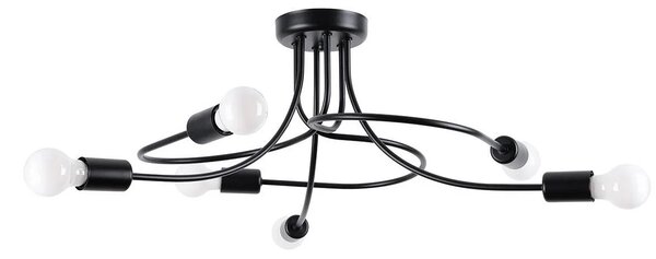 Czarna lampa sufitowa z wygiętymi ramionami loft - 4X A636 E1-R45