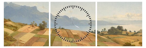 Obraz - Alexandre Calame, Swiss Landscape, reprodukcje (z zegarem) (90x30 cm)