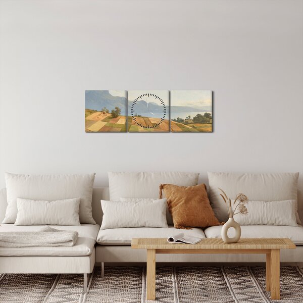 Obraz - Alexandre Calame, Swiss Landscape, reprodukcje (z zegarem) (90x30 cm)