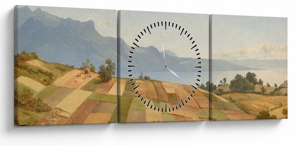 Obraz - Alexandre Calame, Swiss Landscape, reprodukcje (z zegarem) (90x30 cm)