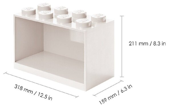 Zestaw 2 dziecięcych szarych półek ściennych LEGO® Brick