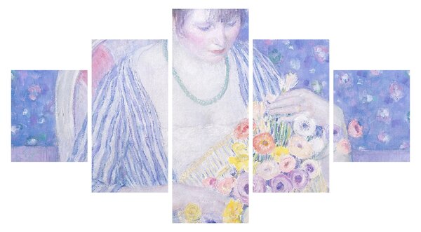 Obraz - Frederick Carl Frieseke, The Basket of Flowers, reprodukcje (125x70 cm)