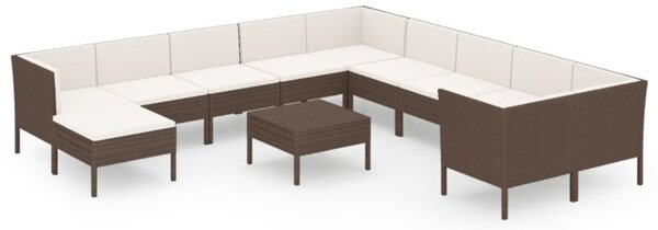 Zestaw Mebli Ogrodowych Komplet Wypoczynkowy Z Poduszkami 12-Częściowy Brązowy Rattan Na Taras Balkon Ogród