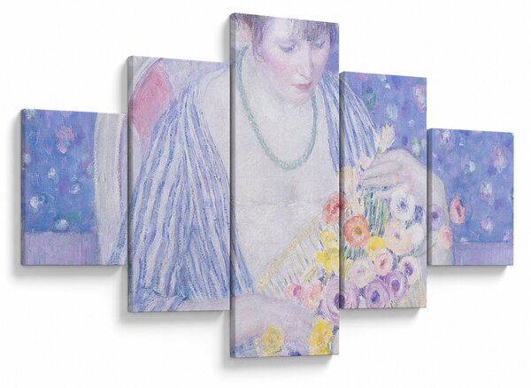 Obraz - Frederick Carl Frieseke, The Basket of Flowers, reprodukcje (125x70 cm)