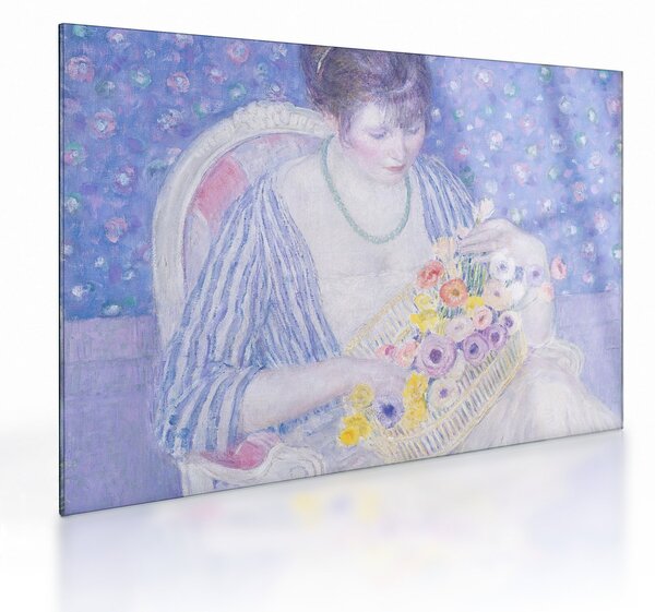 Obraz na szkle - Frederick Carl Frieseke, The Basket of Flowers, reprodukcje (70x50 cm)