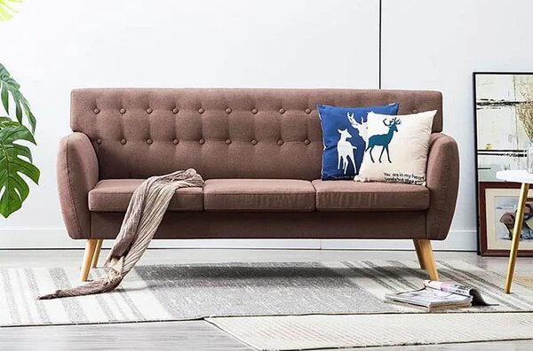 3-osobowa brązowa sofa pikowana K0-T64