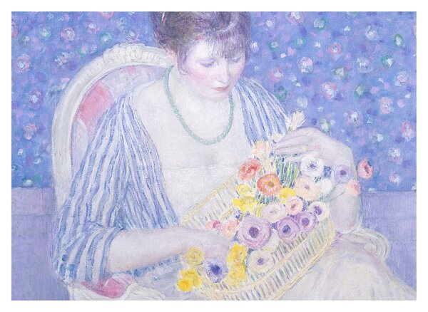 Obraz - Frederick Carl Frieseke, The Basket of Flowers, reprodukcje (70x50 cm)