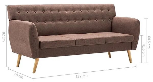 3-osobowa brązowa sofa pikowana K0-T64