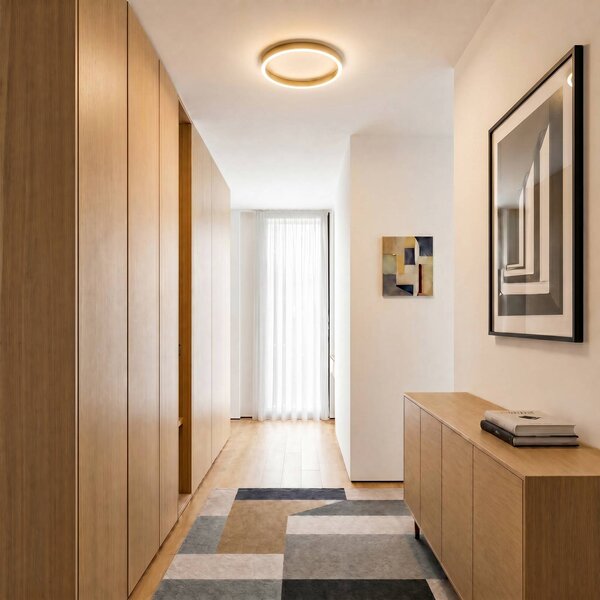 Lampa sufitowa Rotundo Lucande, możliwość ściemniania, mosiężny / złoty, salon / jadalnia, tworzywo sztuczne, nowoczesny
