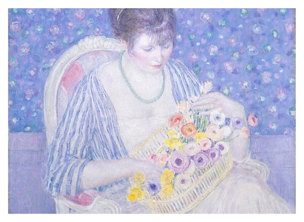 Obraz na szkle - Frederick Carl Frieseke, The Basket of Flowers, reprodukcje (70x50 cm)