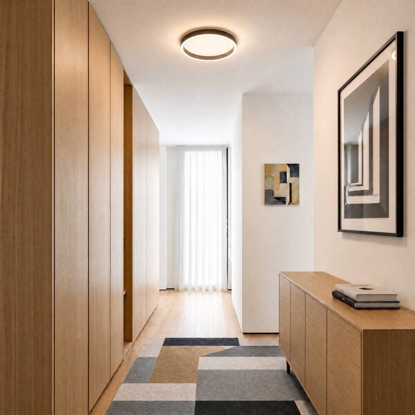 Lampa sufitowa Rotundo Lucande, możliwość ściemniania, brązowy / rdzawy, salon / jadalnia, tworzywo sztuczne, nowoczesny