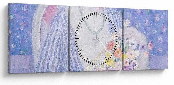 Obraz - Frederick Carl Frieseke, The Basket of Flowers, reprodukcje (z zegarem) (90x30 cm)