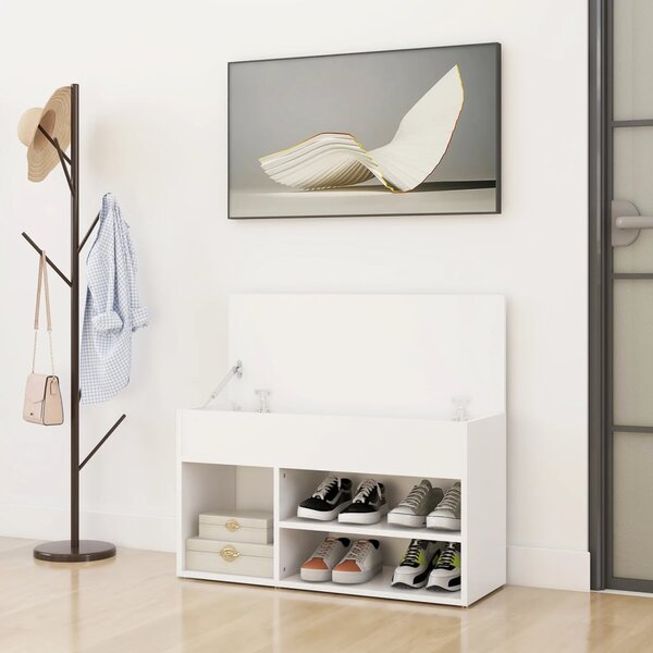 Ławka z miejscem na buty, biała, 80x30x45 cm