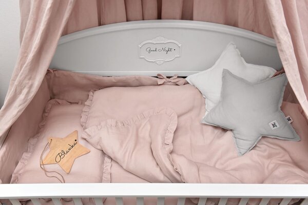 Lniana pościel do łóżeczka DUSTY PINK, roz. M
