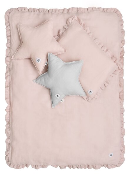 Lniana pościel do łóżeczka DUSTY PINK, roz. M