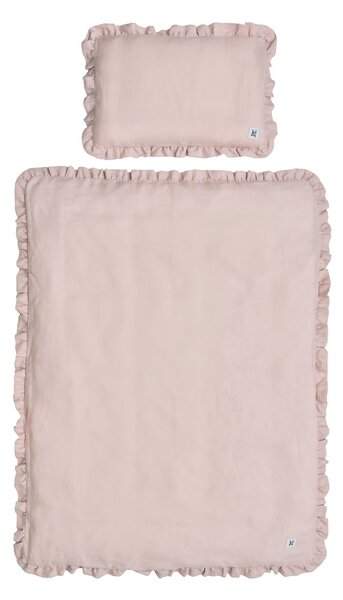 Lniana pościel do łóżeczka DUSTY PINK, roz. M