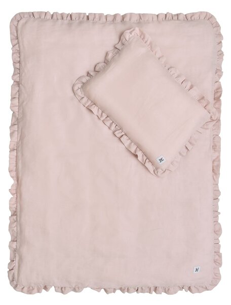 Lniana pościel do łóżeczka DUSTY PINK, roz. M