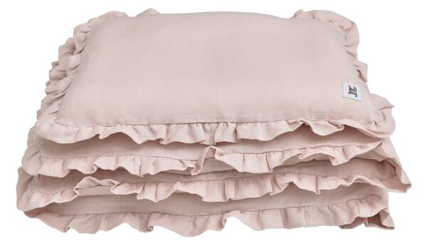 Lniana pościel do łóżeczka DUSTY PINK, roz. M