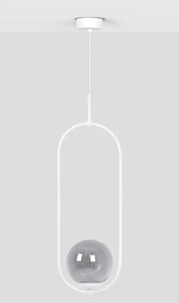 Biało grafitowa eliptyczna lampa wisząca nad wyspę A488 W3-R37