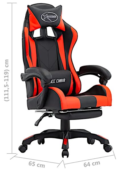 Czarno czerwone fotel gamingowy z podnóżkiem W2-S91