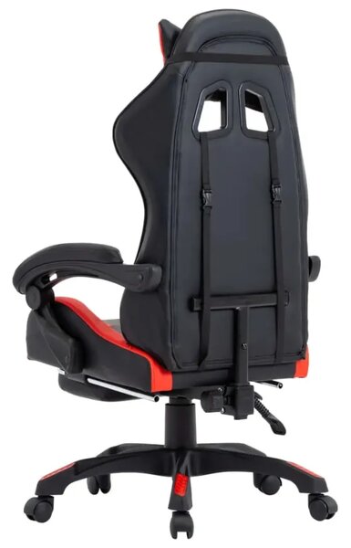 Czarno czerwone fotel gamingowy z podnóżkiem W2-S91