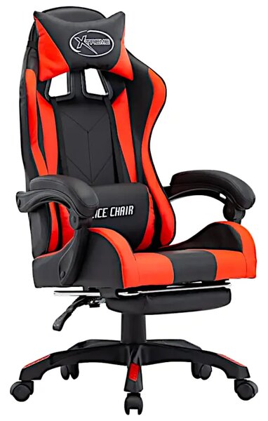 Czarno czerwone fotel gamingowy z podnóżkiem W2-S91