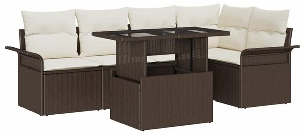 Zestaw Mebli Ogrodowych Komplet Wypoczynkowy Z Poduszkami 6-Częściowy Brązowy Rattan Na Taras Balkon Ogród