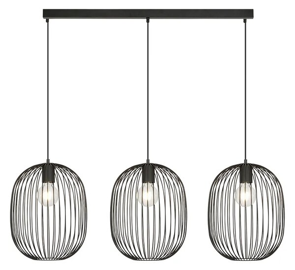 Czarna potrójna lampa wisząca w stylu loft F4-G81