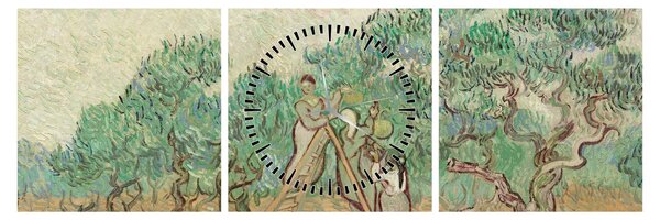 Obraz - Vincent van Gogh, The Olive Orchard, reprodukcje (z zegarem) (90x30 cm)