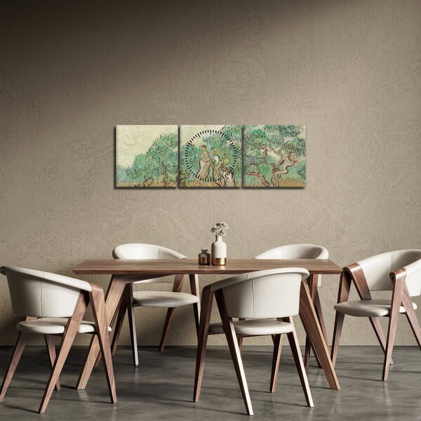 Obraz - Vincent van Gogh, The Olive Orchard, reprodukcje (z zegarem) (90x30 cm)