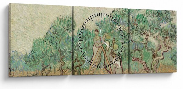 Obraz - Vincent van Gogh, The Olive Orchard, reprodukcje (z zegarem) (90x30 cm)