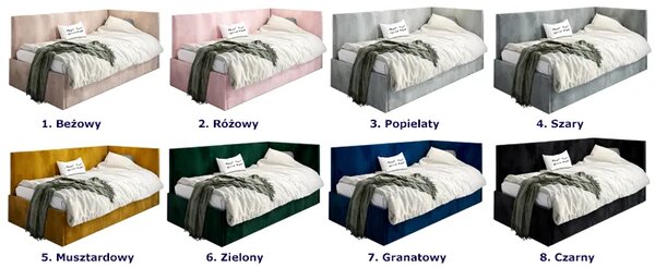 Szary tapicerowany tapczan z oparciem M5-P71