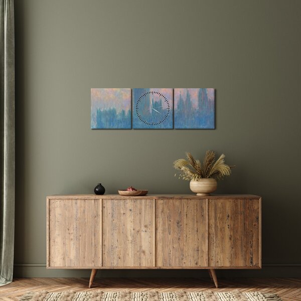 Obraz - Claude Monet, The Houses of Parliament, Sunset, reprodukcje (z zegarem) (90x30 cm)