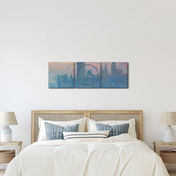 Obraz - Claude Monet, The Houses of Parliament, Sunset, reprodukcje (z zegarem) (90x30 cm)