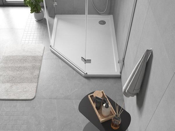 Mexen Flow brodzik pięciokątny slim lewy 100 x 80 cm, biały połysk - 46P108010L
