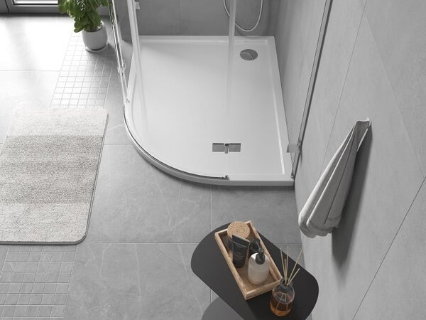 Mexen Flow brodzik półokrągły asymetryczny slim lewy 90 x 80 cm, biały połysk - 46Q108090L
