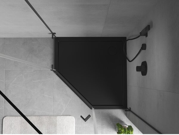 Mexen Flow brodzik pięciokątny slim 80 x 80 cm, czarny mat - 46P708080