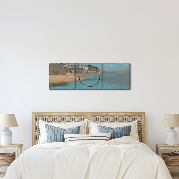 Obraz - Odilon Redon, Village by the Sea in Brittany, reprodukcje (z zegarem) (90x30 cm)