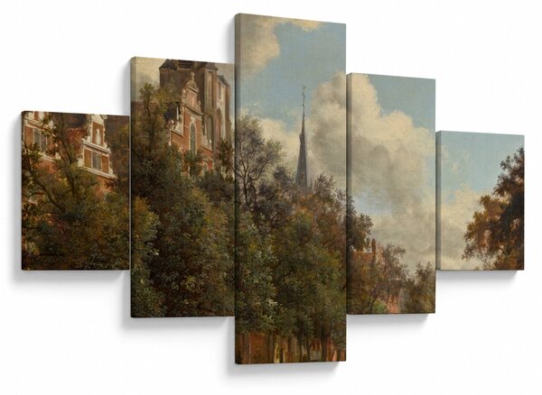 Obraz - Jan van der Heyden, View Down a Dutch Canal, reprodukcje (125x70 cm)
