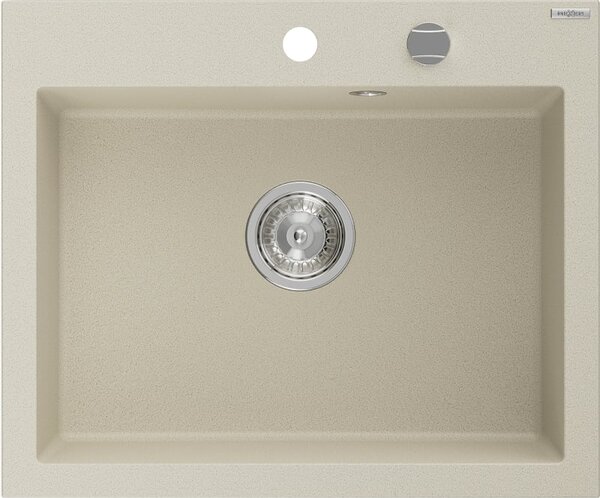 Mexen Elix zlewozmywak granitowy 1-komorowy 600 x 500 mm, beżowy, syfon chrom - 6525601005-69