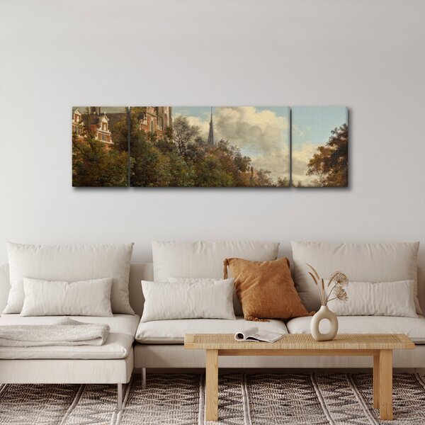 Obraz - Jan van der Heyden, View Down a Dutch Canal, reprodukcje (170x50 cm)