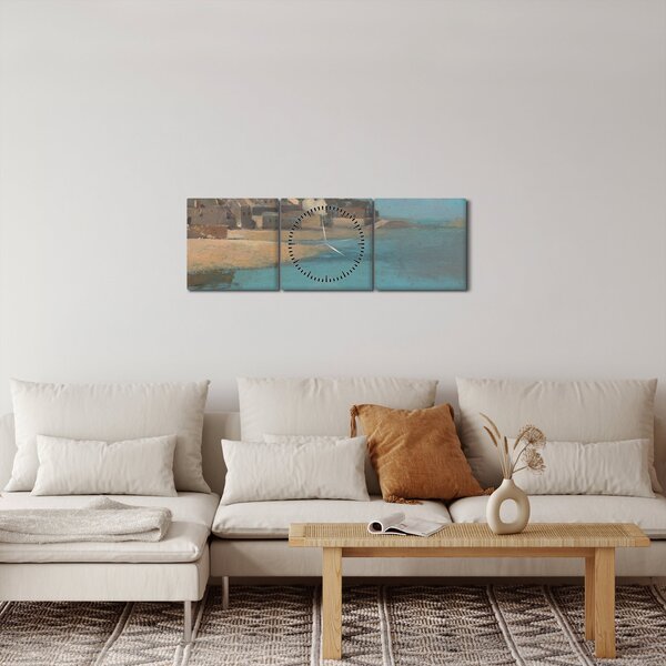 Obraz - Odilon Redon, Village by the Sea in Brittany, reprodukcje (z zegarem) (90x30 cm)