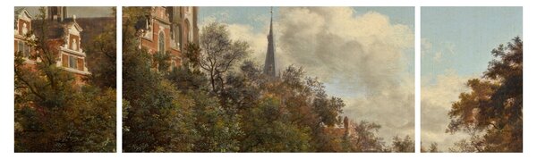 Obraz - Jan van der Heyden, View Down a Dutch Canal, reprodukcje (170x50 cm)
