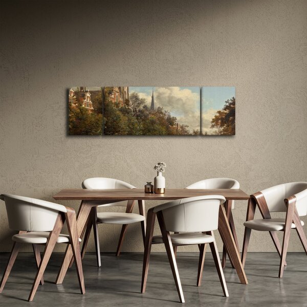 Obraz - Jan van der Heyden, View Down a Dutch Canal, reprodukcje (170x50 cm)