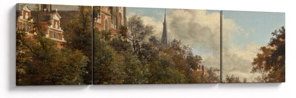 Obraz - Jan van der Heyden, View Down a Dutch Canal, reprodukcje (170x50 cm)