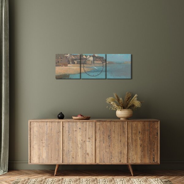 Obraz - Odilon Redon, Village by the Sea in Brittany, reprodukcje (z zegarem) (90x30 cm)