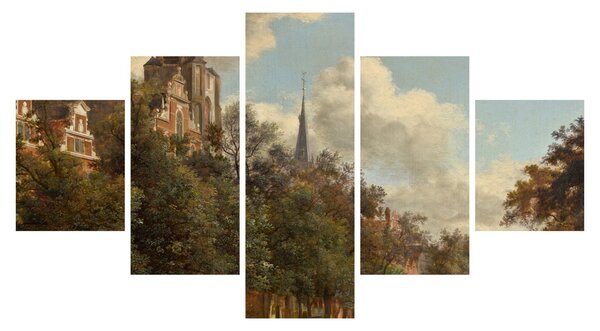 Obraz - Jan van der Heyden, View Down a Dutch Canal, reprodukcje (125x70 cm)